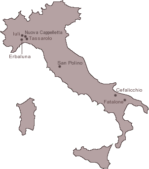 Karta på våra producenter i Italien